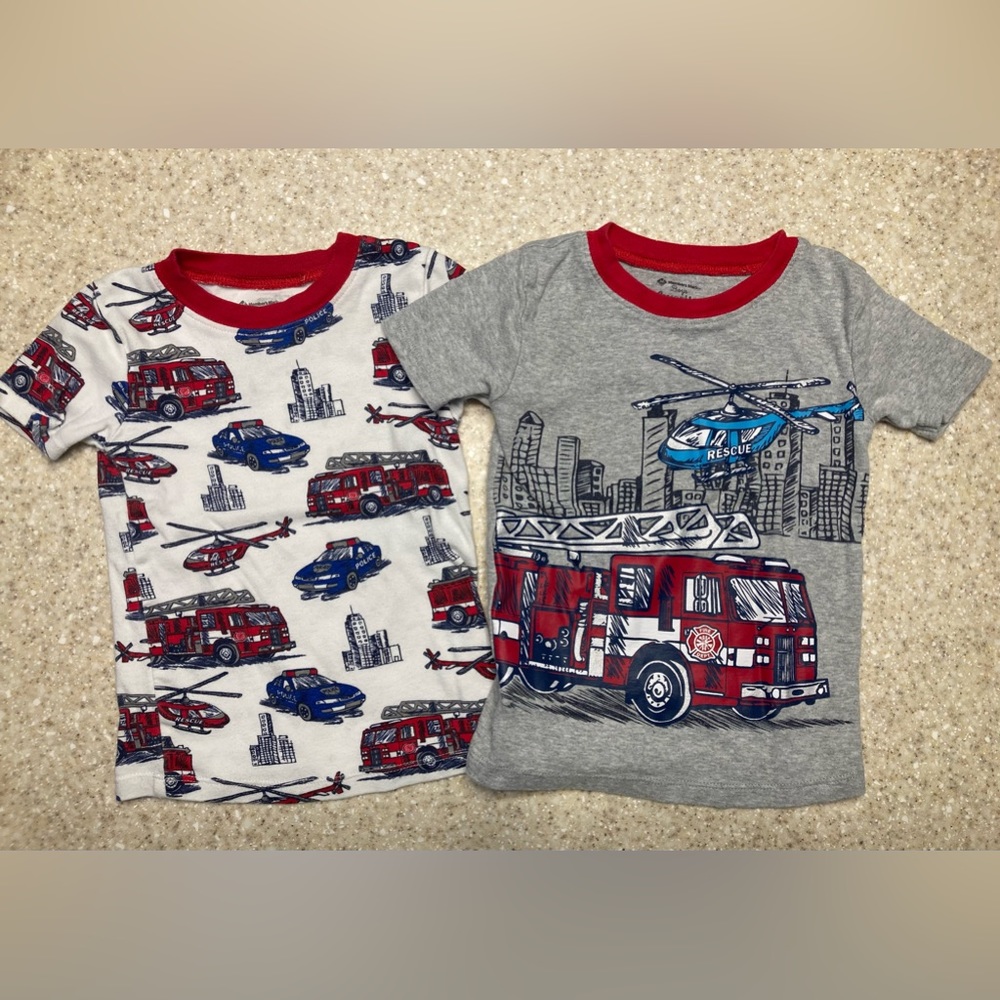 Two EUC Firetruck Boys 3T Pajama Tops